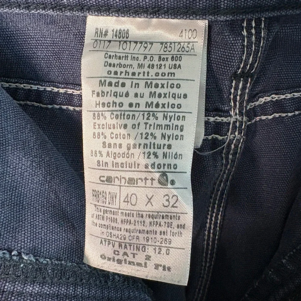 Carhartt FR Flame Resistant Work Pants Mens 40x32 Navy Blue FRB159 DNY Canvas - Picture 3 of 8